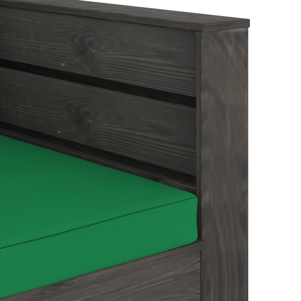 2-tlg. Garten-Lounge-Set mit Kissen Grau Imprägniertes Holz