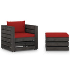 2-tlg. Garten-Lounge-Set mit Kissen Grau Imprägniertes Holz