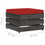 2-tlg. Garten-Lounge-Set mit Kissen Grau Imprägniertes Holz