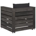 2-tlg. Garten-Lounge-Set mit Kissen Grau Imprägniertes Holz