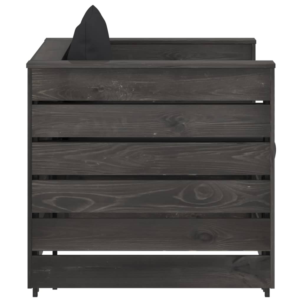 2-tlg. Garten-Lounge-Set mit Kissen Grau Imprägniertes Holz