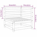 3-tlg. Garten-Lounge-Set Grau Kiefer Massivholz