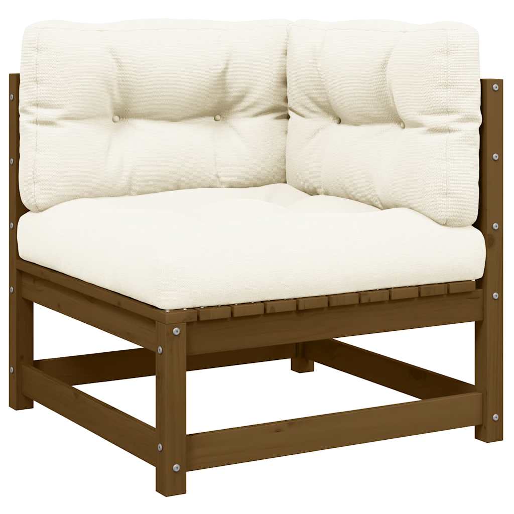 Garten-Ecksofa mit Creme Kissen Massivholz Kiefer