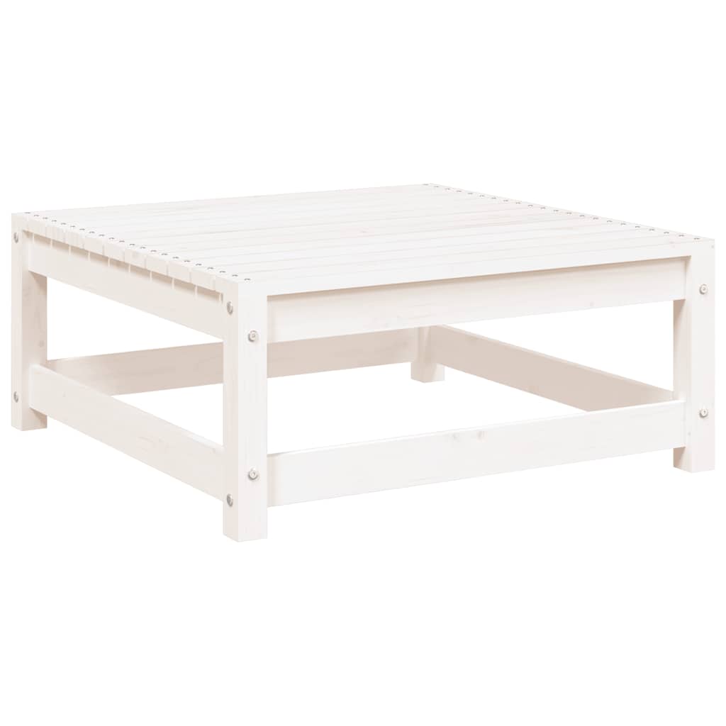 Garten-Fußhocker mit Kissen Weiß Kiefer Massivholz