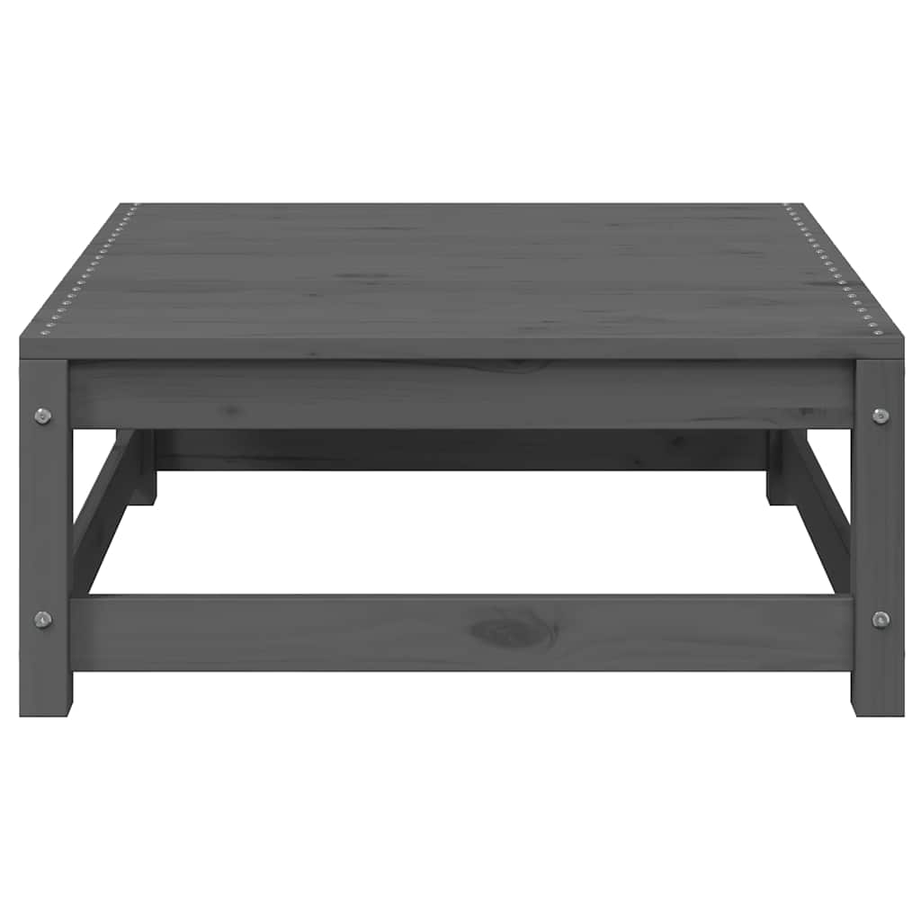 Garten-Fußhocker mit Grauen Kissen Massivholz Kiefer