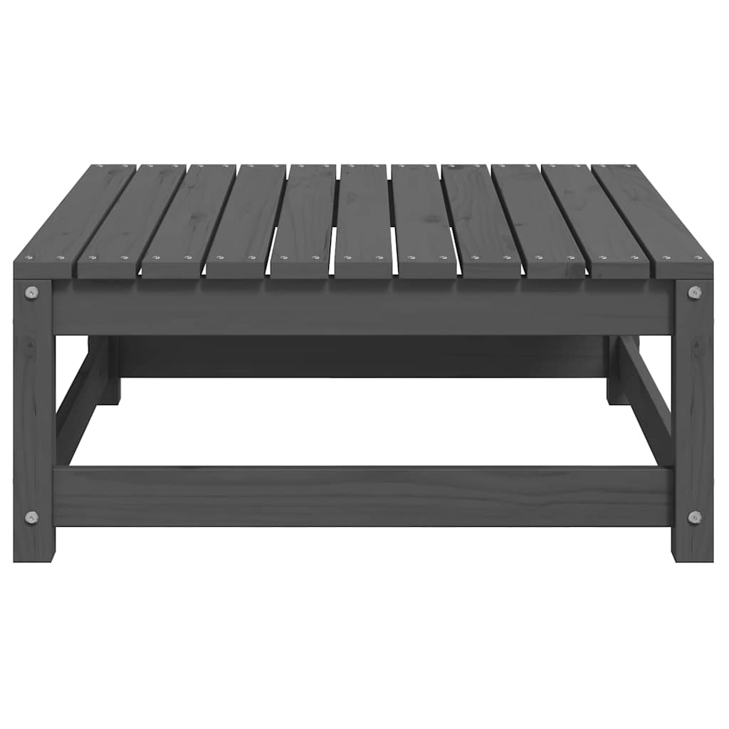 Garten-Fußhocker mit Grauen Kissen Massivholz Kiefer