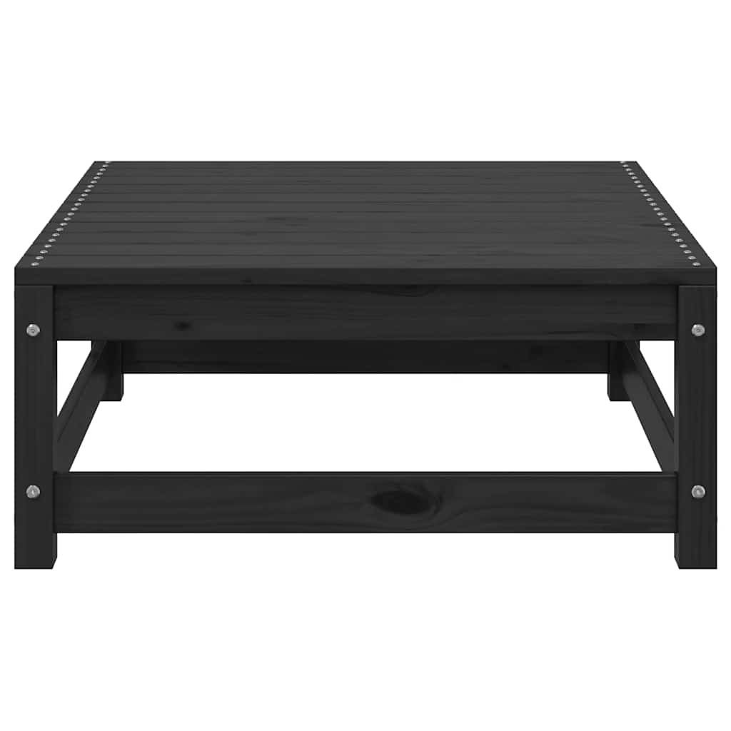Garten-Fußhocker mit Kissen Schwarz Kiefer Massivholz