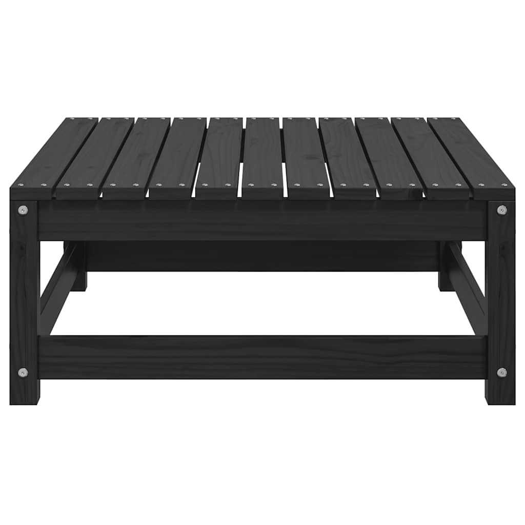 Garten-Fußhocker mit Kissen Schwarz Kiefer Massivholz