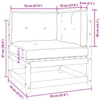 Gartensofa 2-Sitzer mit Kissen Schwarz Kiefer Massivholz