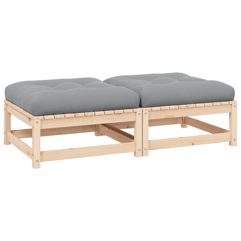 Gartenhocker mit Kissen 2 Stk. Massivholz Kiefer