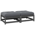 Garten-Fußhocker mit Kissen 2 Stk. Grau Massivholz Kiefer