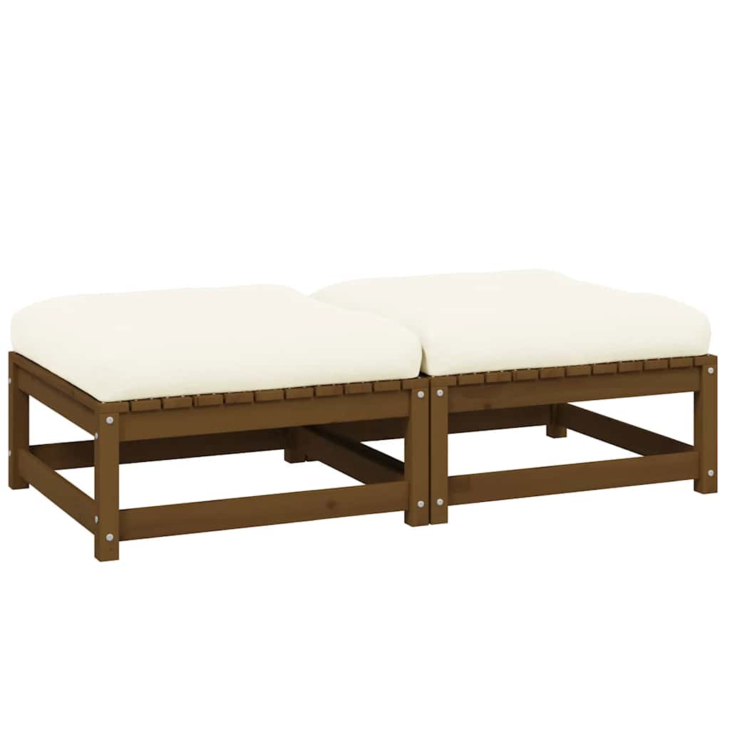 Garten-Fußhocker mit Kissen 2 Stk. Honigbraun Massivholz Kiefer