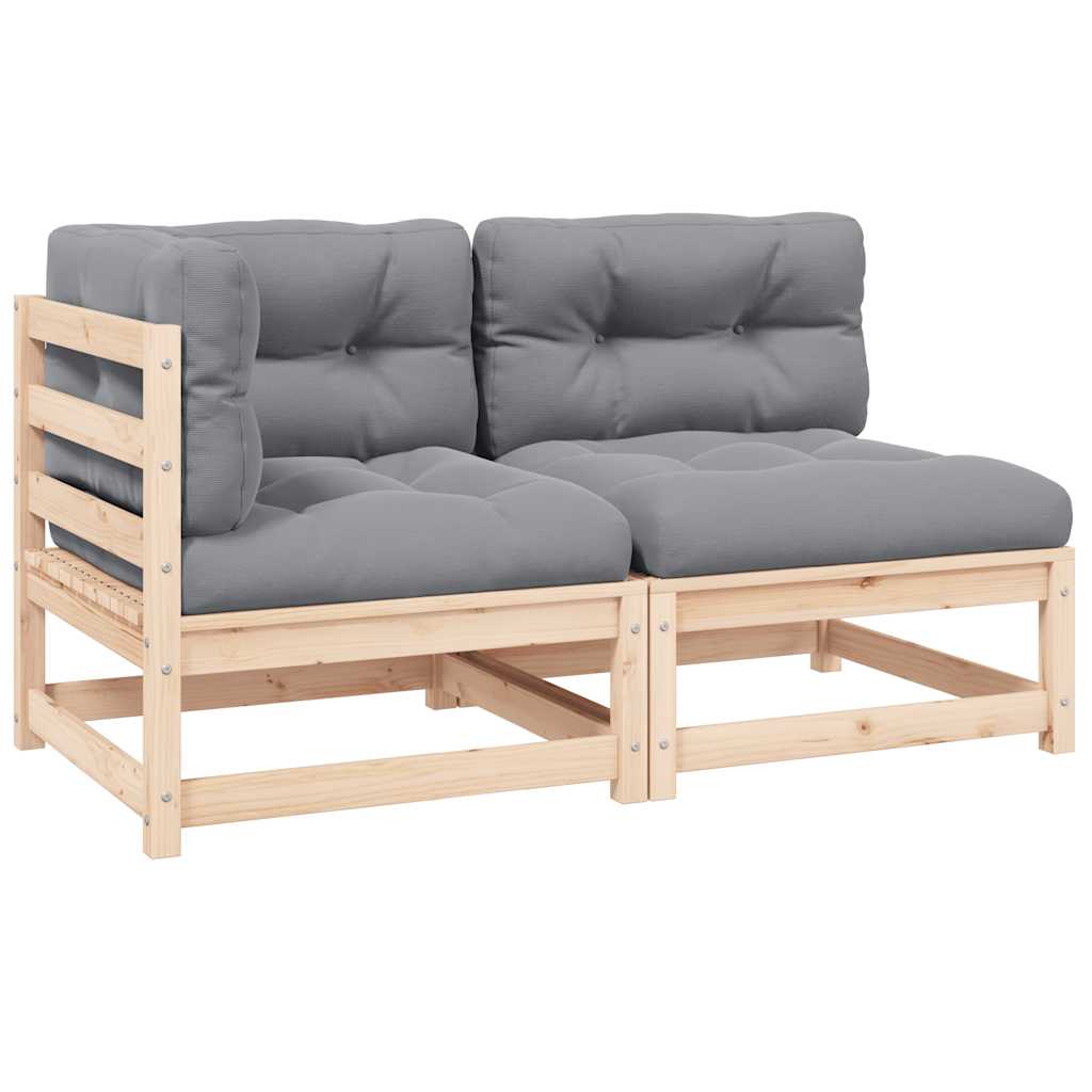 2-tlg. Garten-Lounge-Set mit Kissen Kiefer Massivholz