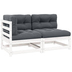 2-tlg. Garten-Lounge-Set mit Kissen Weiß Kiefer Massivholz