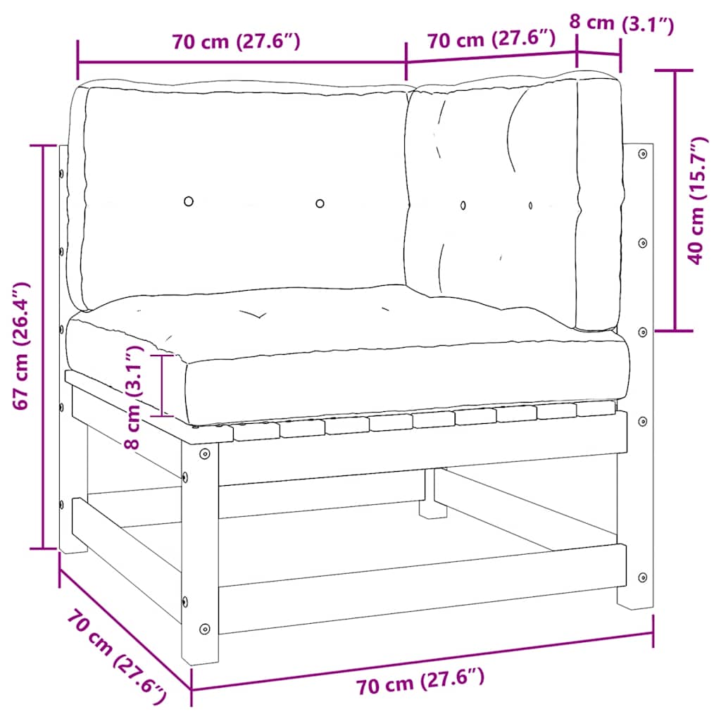 2-tlg. Garten-Lounge-Set mit Kissen Weiß Kiefer Massivholz
