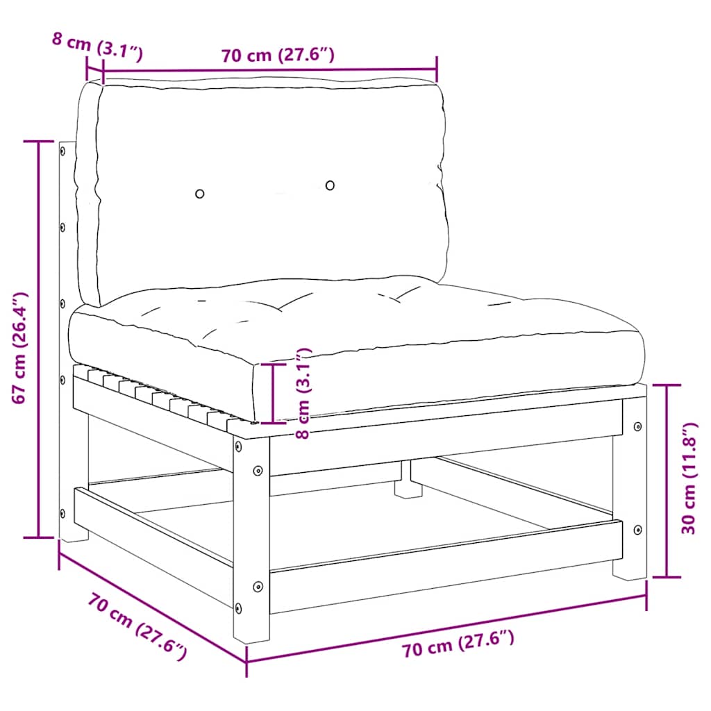 2-tlg. Garten-Lounge-Set mit Kissen Weiß Kiefer Massivholz