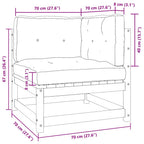 2-tlg. Garten-Lounge-Set mit Kissen Kiefer Massivholz