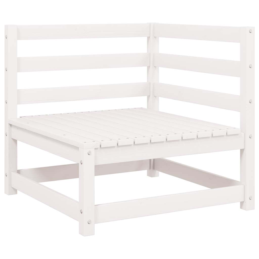 2-tlg. Garten-Lounge-Set mit Kissen Weiß Kiefer Massivholz