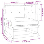 2-tlg. Garten-Lounge-Set mit Kissen Schwarz Kiefer Massivholz