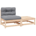 2-tlg. Garten-Lounge-Set mit Kissen Kiefer Massivholz