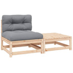 2-tlg. Garten-Lounge-Set mit Kissen Kiefer Massivholz