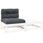 2-tlg. Garten-Lounge-Set mit Kissen Weiß Kiefer Massivholz