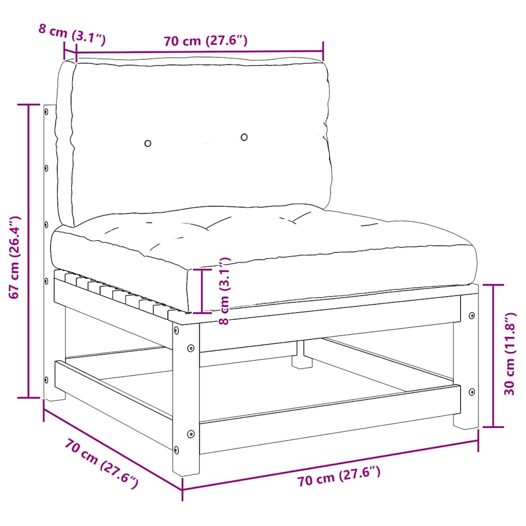 2-tlg. Garten-Lounge-Set mit Kissen Weiß Kiefer Massivholz