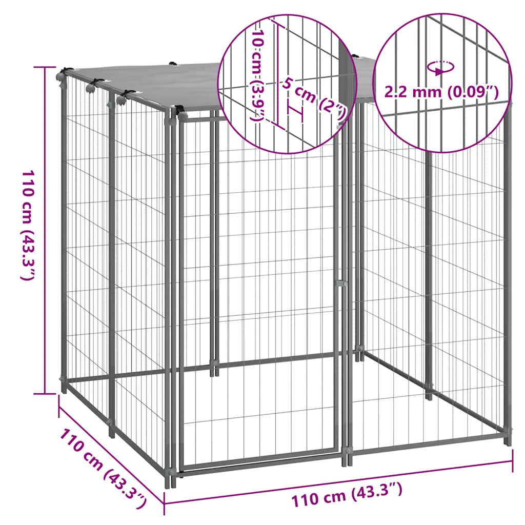 Hundezwinger Silbern 110x110x110 cm Stahl