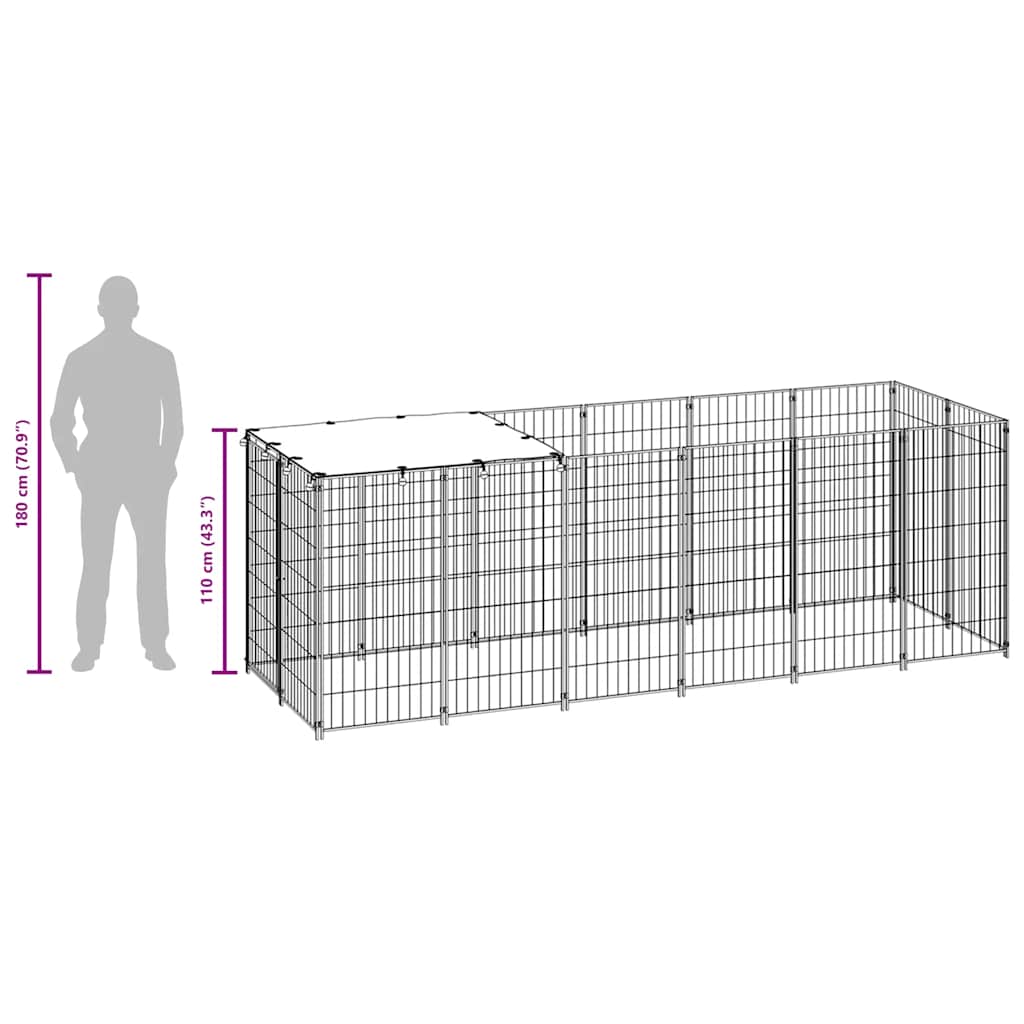 Hundezwinger Silbern 330x110x110 cm Stahl