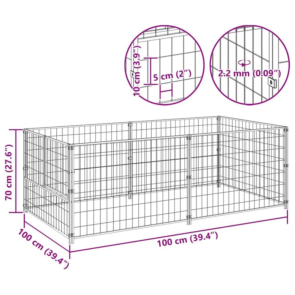Hundezwinger Schwarz 200x100x70 cm Stahl