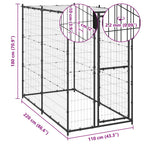 Outdoor-Hundezwinger Stahl mit Überdachung 110x220x180 cm