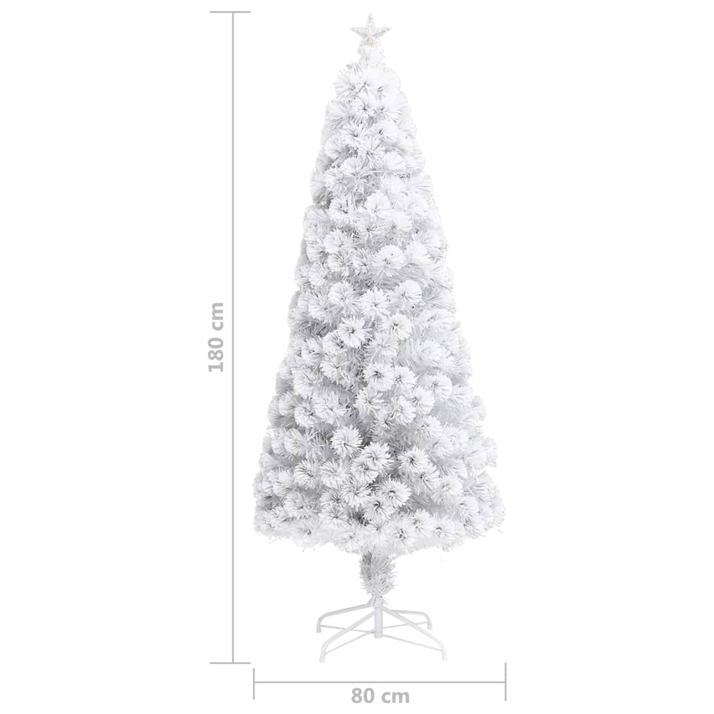 Künstlicher Weihnachtsbaum mit Beleuchtung Weiß 180cm Glasfaser