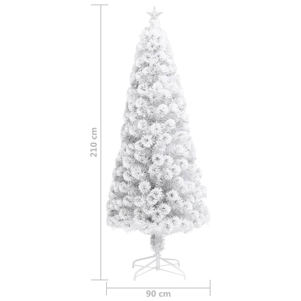 Künstlicher Weihnachtsbaum mit Beleuchtung Weiß 210cm Glasfaser