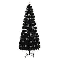 Weihnachtsbaum mit LED-Schneeflocken Schwarz 240 cm Fiberoptik