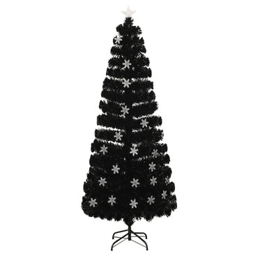 Weihnachtsbaum mit LED-Schneeflocken Schwarz 240 cm Fiberoptik