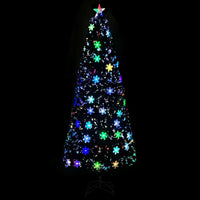 Weihnachtsbaum mit LED-Schneeflocken Schwarz 240 cm Fiberoptik