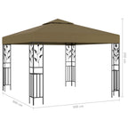Pavillon mit LED-Lichterkette 3x3 m Taupe