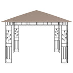Pavillon mit Moskitonetz & LED-Lichterkette 3x3x2,73 m Taupe