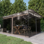 Pavillon mit Moskitonetz & LED-Lichterkette 4x3x2,73 m Taupe