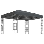Pavillon mit LED-Lichterkette 3x4 m Anthrazit
