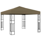 Pavillon mit LED-Lichterkette 3x3 m Taupe Stoff