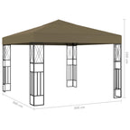 Pavillon mit LED-Lichterkette 3x3 m Taupe Stoff