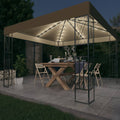 Pavillon mit LED-Lichterkette 3x3 m Taupe Stoff