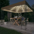 Pavillon mit LED-Lichterkette 3x3 m Taupe Stoff