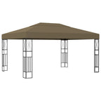 Pavillon mit LED-Lichterkette 3x4 m Taupe Stoff