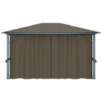 Pavillon mit Vorhängen & LED-Lichterkette 400x300 cm Taupe Alu