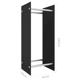 vidaXL Brennholzregal Schwarz 40x35x100 cm Hartglas