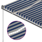 Markise Manuell Einziehbar mit LED 300x250 cm Blau und Weiß