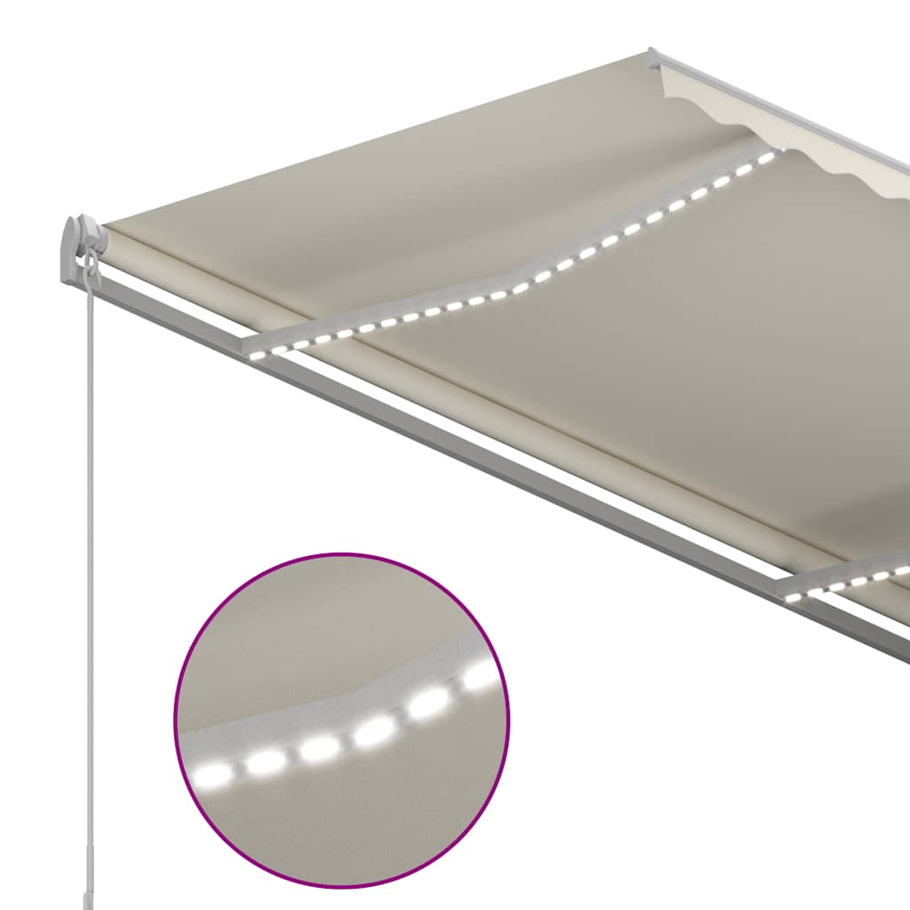 Markise Manuell Einziehbar mit LED 300x250 cm Creme