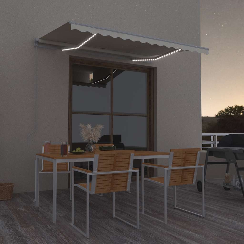Markise Manuell Einziehbar mit LED 300x250 cm Creme